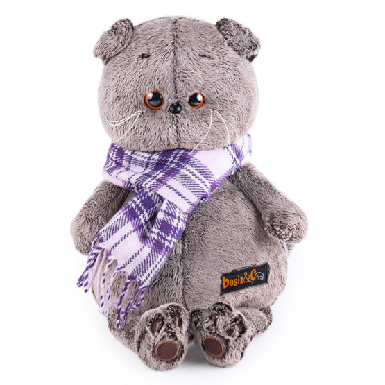 Cat Basik in purple scarf, 30 cm